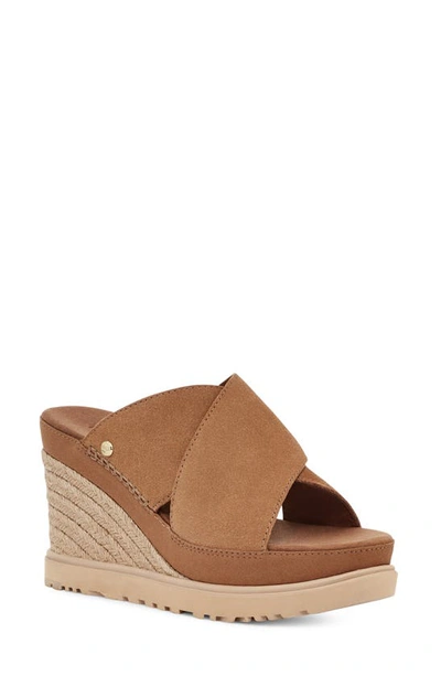 Ugg Abbot Wedge Slide Sandal In Chestnut