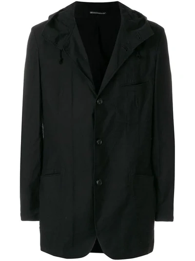 Yohji Yamamoto Hooded Shirt Jacket In Black