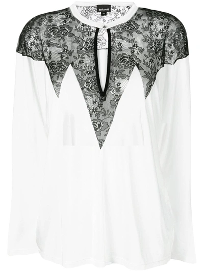 Just Cavalli Lace Panel Long Sleeve Blouse