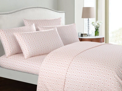 Chic Home Design Fawn 6 Piece Sheet Set Super Soft Two-tone Diamond Print Geometric Pattern Deep Poc In Pink