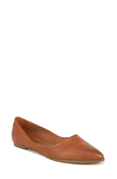 Zodiac Hill Pointed Toe Flat In Cognac