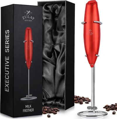 Zulay Kitchen Executive Series Ultra Premium Gift Milk Frother Deluxe In Red