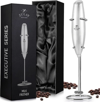 Zulay Kitchen Executive Series Ultra Premium Gift Milk Frother Deluxe In Silver