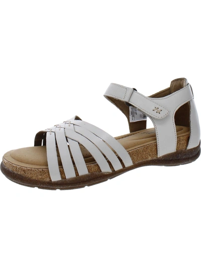 Clarks Womens Leather Wedge Sandals In White