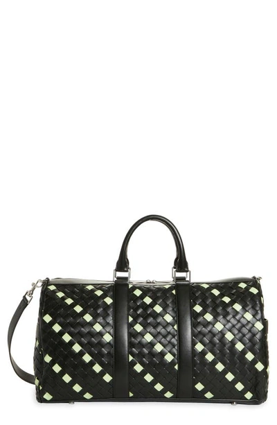 Bottega Veneta Medium Intrecciato Leather Duffle Bag In 3077 Dark Gre-fene/d.g-si