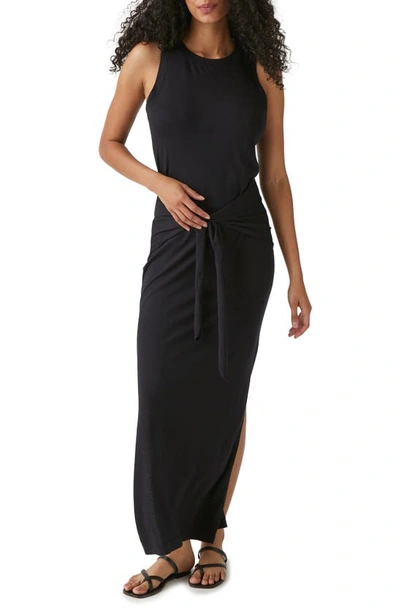 Michael Stars Solange Tie Waist Jersey Maxi Dress In Black