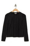Chenault Rib Knit Puff Shoulder Top In Black