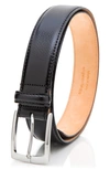 Made In Italy Pebble Leather Belt In Black