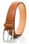 Made In Italy Pebble Leather Belt In Cognac