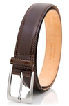 Made In Italy Pebble Leather Belt In Brown