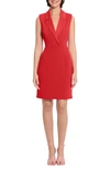 Donna Morgan Tuxedo Sleeveless Sheath Dress In Red