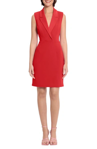 Donna Morgan Tuxedo Sleeveless Sheath Dress In Red