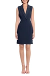 Donna Morgan Tuxedo Sleeveless Sheath Dress In Twilight Navy