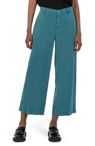 Kut From The Kloth Flat Front Crop Wide Leg Pants In Lagoon