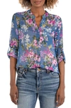 Kut From The Kloth Jasmine Top In Quartu Bouquet Deep Sea