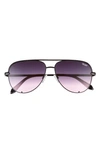 Quay High Key Mini 51mm Aviator Sunglasses In Black Pink Fade