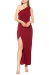 Alexia Admor Alessi One-shoulder Maxi Dress In Burgundy