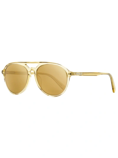 Moncler Unisex Pilot Sunglasses Ml0228 57l Transparent Amber 58mm In Yellow