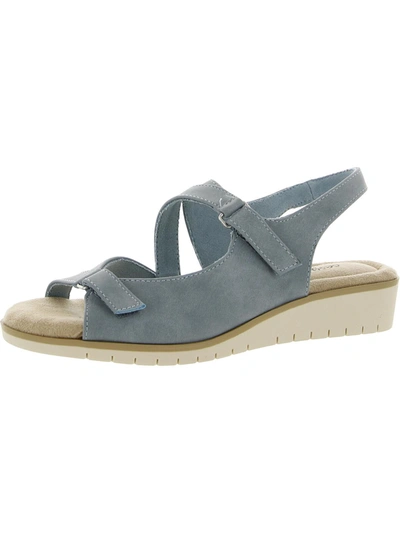 Easy Street Bound Womens Ankle Strap Comfort Insole Wedge Sandals In Blue