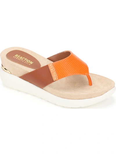 Kenneth Cole Reaction Blaire Womens Logo Slides Thong Sandals In Orange