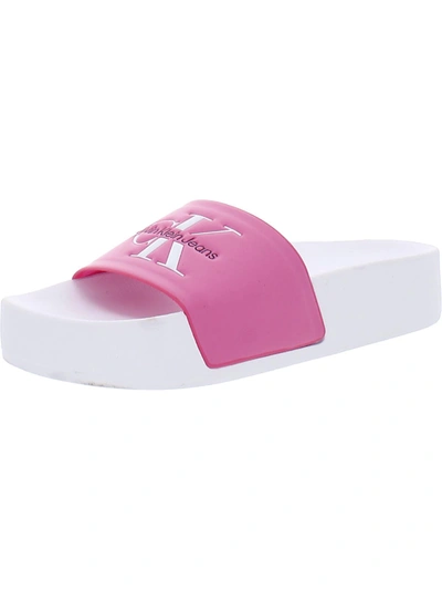 Calvin Klein Dariele Womens Slip On Flat Pool Slides In Pink