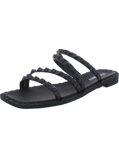 Steve Madden Skyler J Womens Slip On Studded Slide Sandals In Black