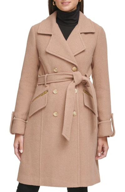 Guess Women's Double-breasted Wool Blend Walker Coat In Camel