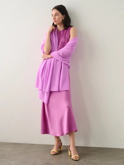 White + Warren Cashmere Travel Wrap In Neon Mauve