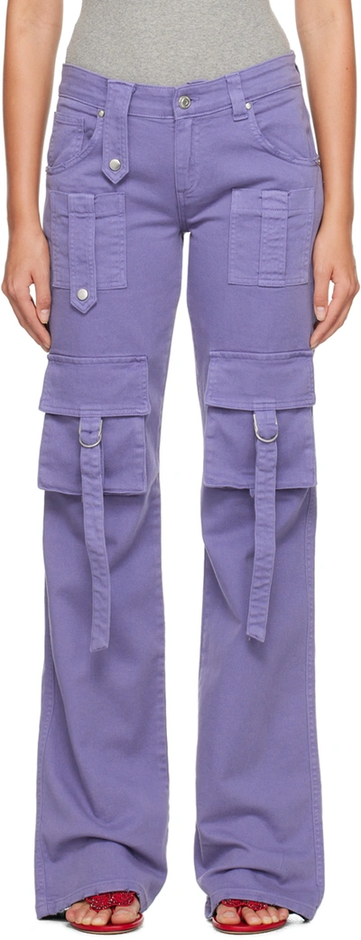 Blumarine Straight-leg Cargo Jeans In Ultraviolet