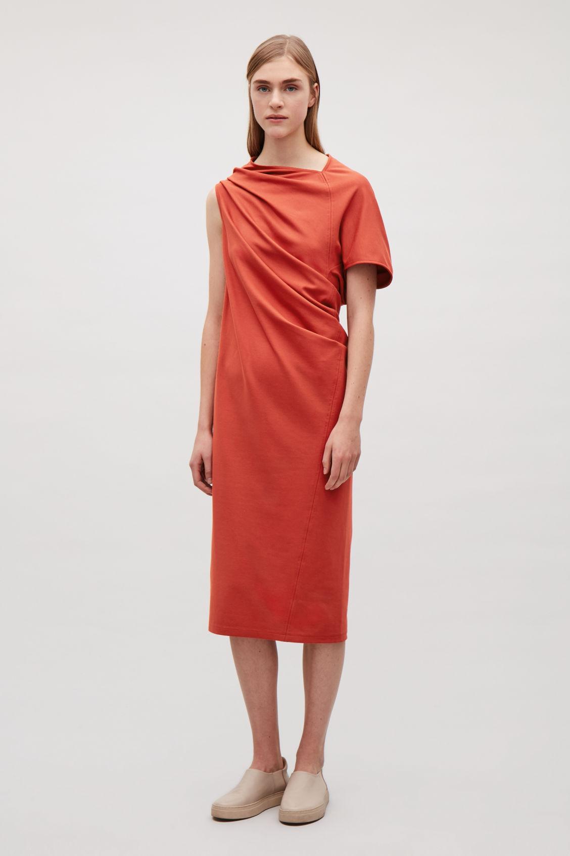 cos long sleeve draped maxi dress
