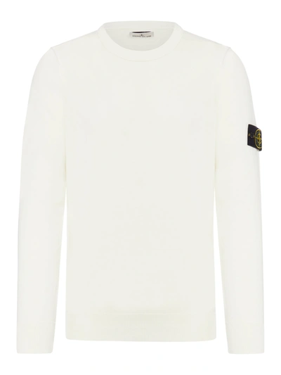 Stone Island Cotton Blend Crew-neck Sweater In White