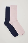 Cos Two Pairs Of Cotton Socks In Pink