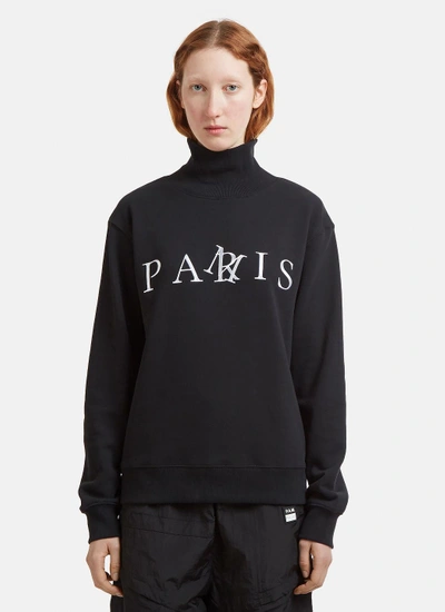 Perks And Mini Embroidered Paris High Neck Sweatshirt In Black