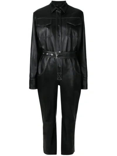 Manokhi Leather Utility Jumpsuit In Black