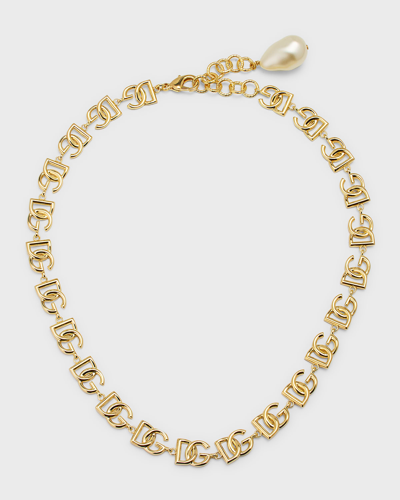 Dolce & Gabbana Logo Choker Necklace In Metallic