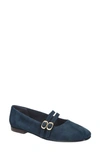 Bella Vita Women's Davenport Mary Jane Flats In Navy Suede Leather