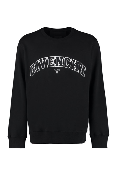 Givenchy Logo Embroidered Crewneck Sweatshirt In Navy