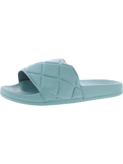 French Connection Squishy Slide Womens Vegan Leather Slip On Pool Slides In Blue