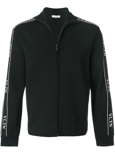 Valentino Vltn Viscose Knit Zip-up Track Jacket In Black