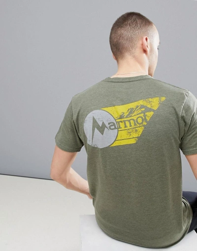 Marmot Marwing T-shirt With Chest Logo In Olive Green - Green
