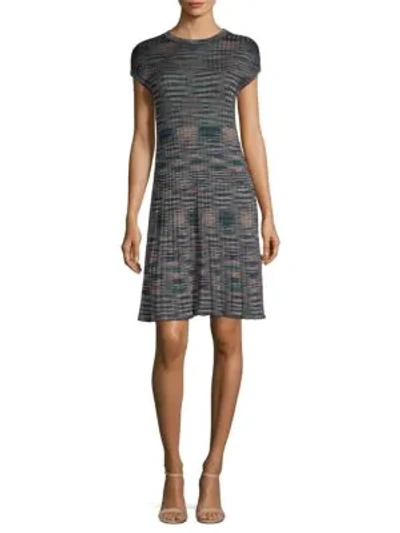 M Missoni Ribbed Space-dyed Cap-sleeve Dress In Navy