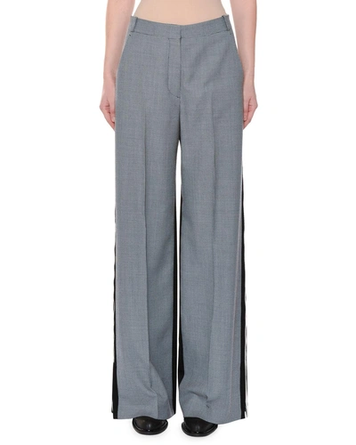 Stella Mccartney Wide-leg Two-tone Check Wool Trousers In Gray Pattern