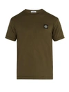 Stone Island Logo-patch Cotton-jersey T-shirt In Khaki