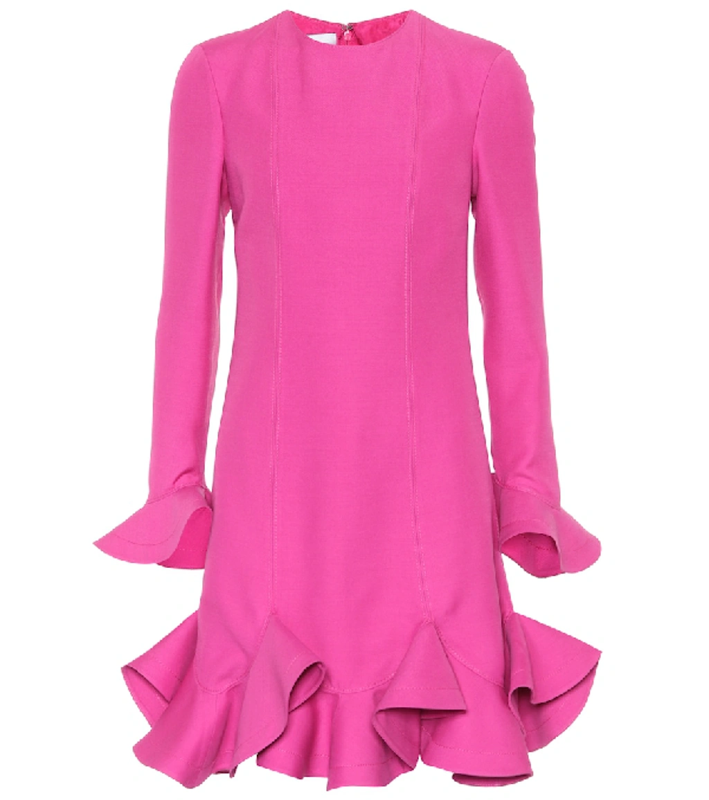 Valentino Long-sleeve Layered Ruffle Hem Crepe Couture Dress In