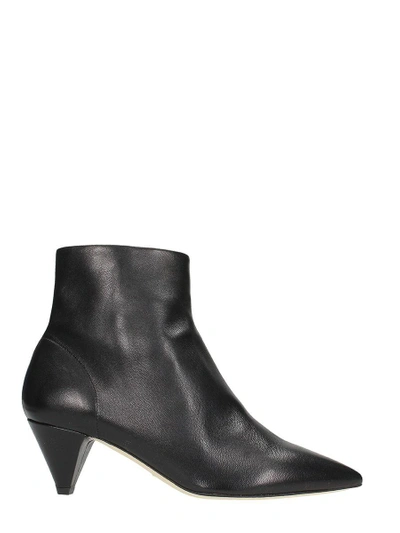 The Seller Pointed Toe Black Calf Leather Ankle Boots