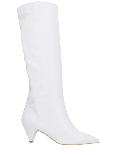 The Seller Pointed Toe White Calf Leather Boots