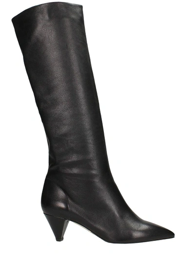 The Seller Pointed Toe Black Calf Leather Boots
