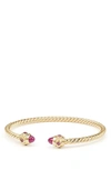 David Yurman 18k Gold Renaissance Cablespira Bangle Bracelet W/ Rubies In Gold/ Ruby