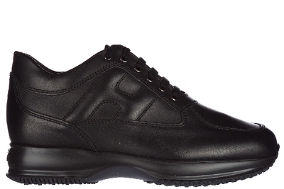 Hogan Interactive Leather Sneakers In Black