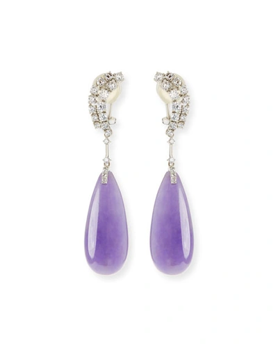 David C.a. Lin 18k Lavender Jadeite Teardrop Earrings
